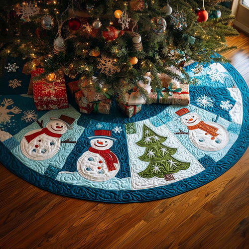 Snowflake Man Christmas Quilted Tree Skirt NCU0NT11112