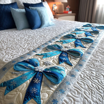 Snowflake Ribbon Quilted Bed Runner NCU0TV387