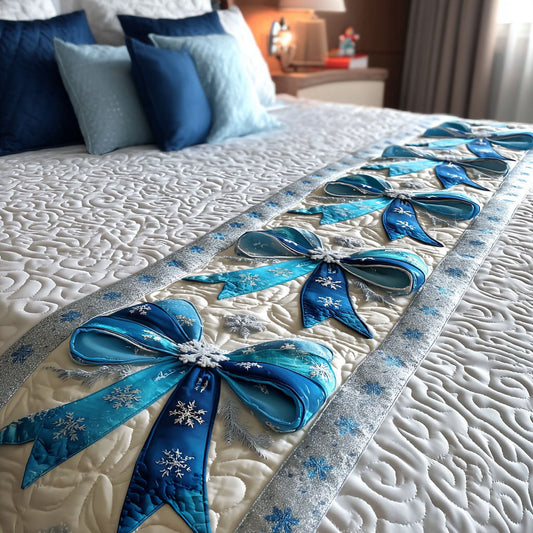 Snowflake Ribbon Quilted Bed Runner NCU0TV387