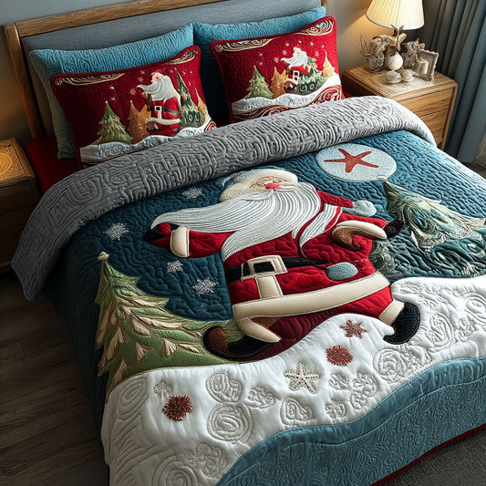 Snowflake Santa Magic 3-Piece Quilted Bedding Set NCU0PT9830