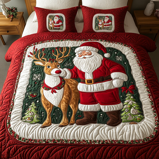 Snowflake Season 3-Piece Quilted Bedding Set NCU0VH1297
