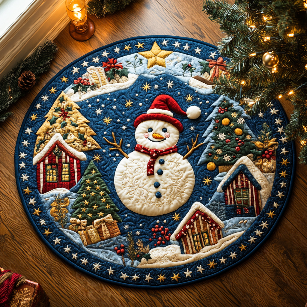 Snowflake Serenade Quilted Round Mat NCU0DV1012