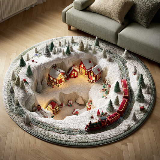 Snowflake Steam Line Quilted Round Mat NCU0TD1665