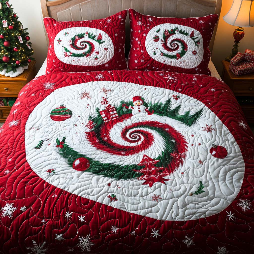 Snowflake Swirl 3-Piece Quilted Bedding Set NCU0PT9499