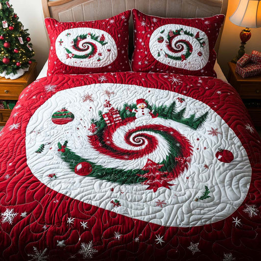 Snowflake Swirl 3-Piece Quilted Bedding Set NCU0PT9499