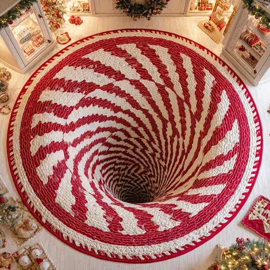 Snowflake Trail Quilted Round Mat NCU0TD357