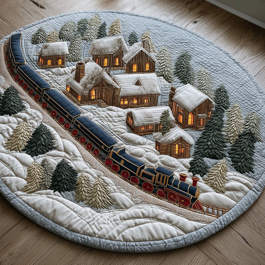 Snowflake Train Quilted Round Mat NCU0TH3595