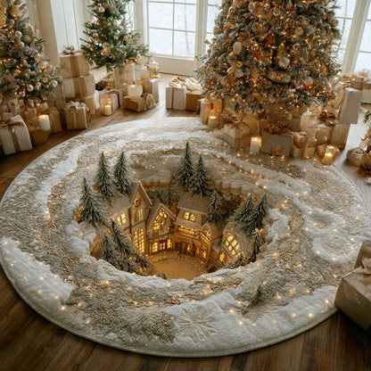 Snowglobe Village Quilted Round Mat NCU0DV8612