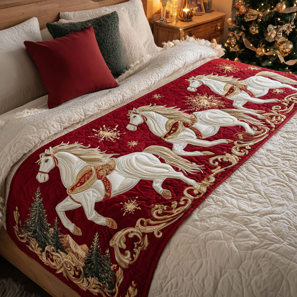 Snowlight Horses Quilted Bed Runner NCU0TV1206