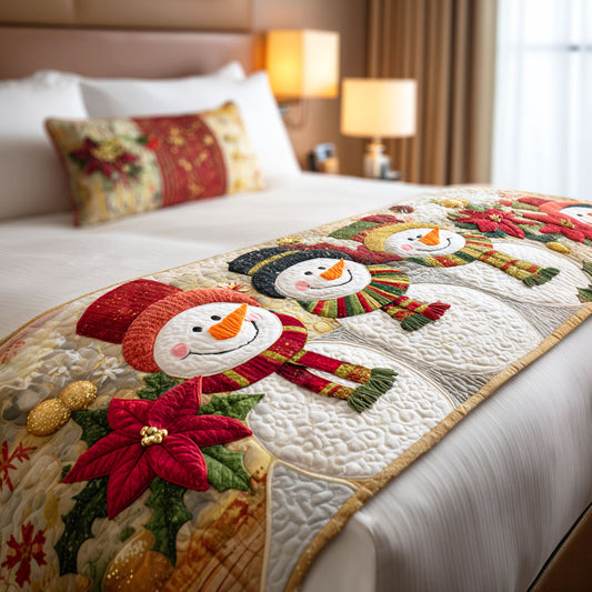 Snowman Cheer Quilted Bed Runner NCU0TD575
