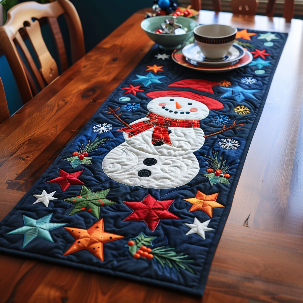 Snowman Delight Quilted Table Runner NCU0PT179