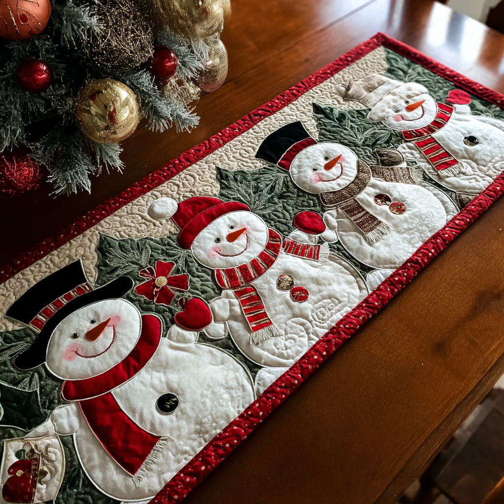 Snowman Charm Quilted Table Runner NCU0DK9855