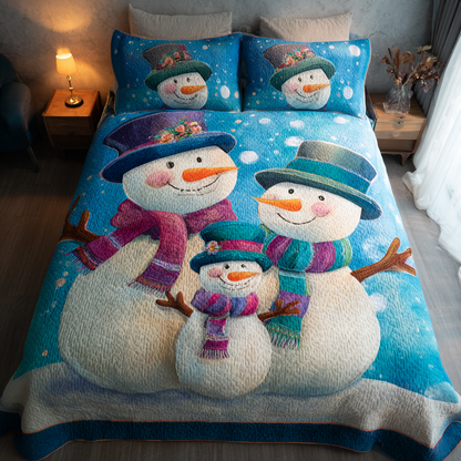 Snowman Cheer 3-Piece Quilted Bedding Set NCU0DK11316
