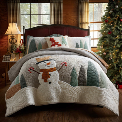 Snowman Cheer 3-Piece Quilted Bedding Set NCU0DV8800