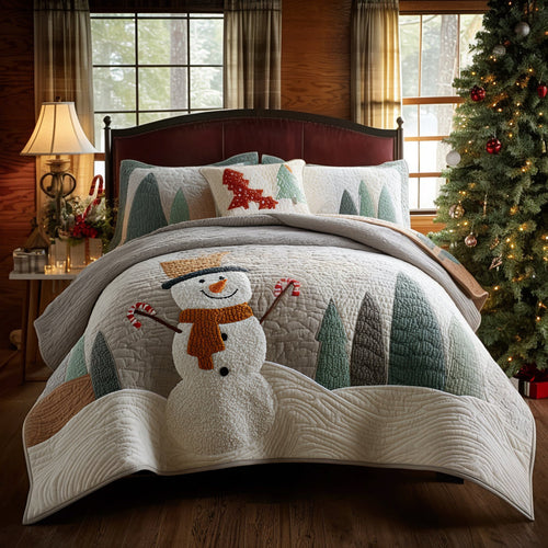 Snowman Cheer 3-Piece Quilted Bedding Set NCU0DV8800