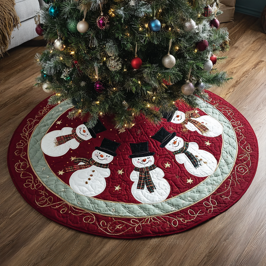 Snowman Cheer Christmas Quilted Tree Skirt NCU0DK11273
