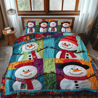 Snowman Christmas 3-Piece Quilted Bedding Set NCU0PD750