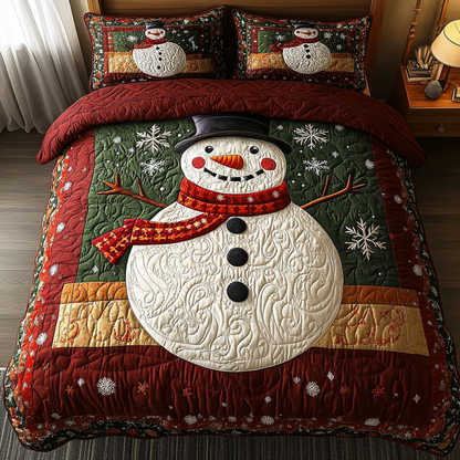 Snowman Delight 3-Piece Quilted Bedding Set NCU0DK10001