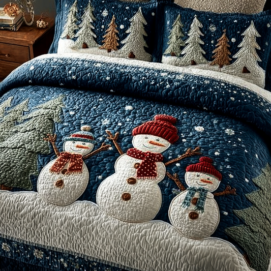Snowman Delight 3-Piece Quilted Bedding Set NCU0DK11320