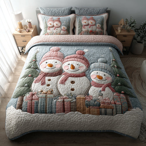 Snowman Delight 3-Piece Quilted Bedding Set NCU0HH1364