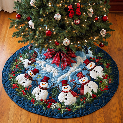 Snowman Delight Christmas Quilted Tree Skirt NCU0DK11277
