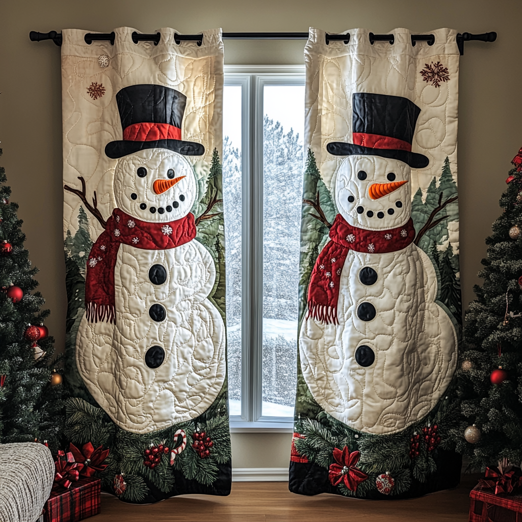 Snowman Delight Quilted Curtains NCU0DK11333