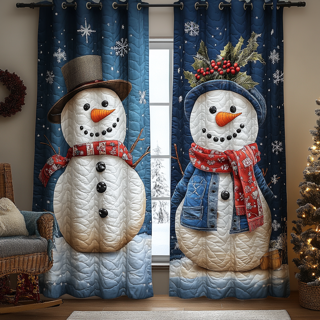 Snowman Delight Quilted Curtains NCU0DK11490