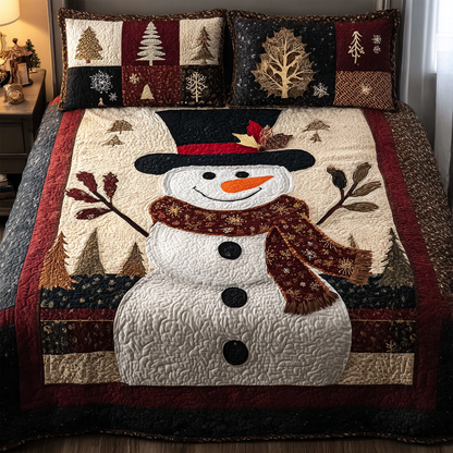 Snowman Dream 3-Piece Quilted Bedding Set NCU0DK10699