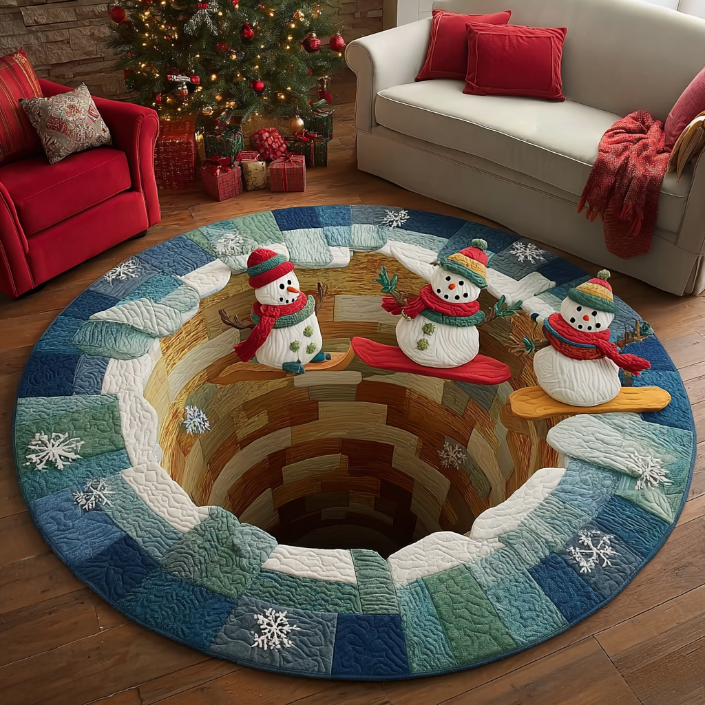 Snowman Dream Quilted Round Mat NCU0DK11139