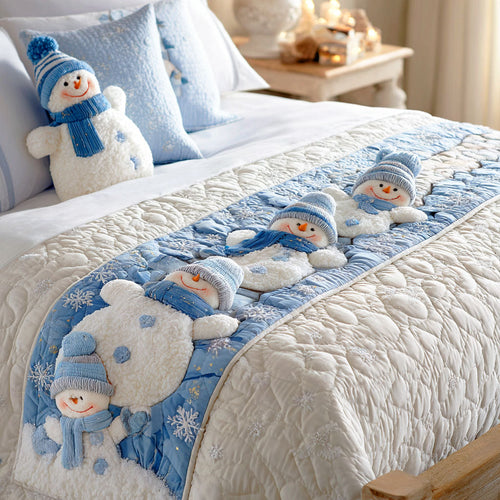 Snowman Frostlight Quilted Bed Runner NCU0TD797