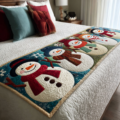 Snowman Gathering Quilted Bed Runner NCU0DK10003