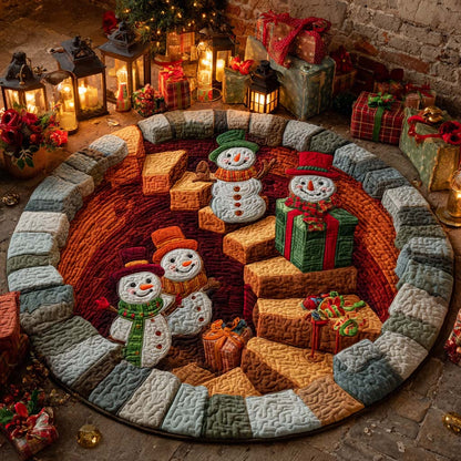 Snowman Gift Cellar Quilted Round Mat NCU0XD1697