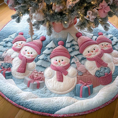 Snowman Gifts Gathering Quilted Tree Skirt NCU0XD1971
