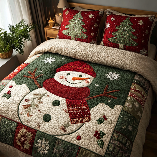 Snowman Glow 3-Piece Quilted Bedding Set NCU0DK10345