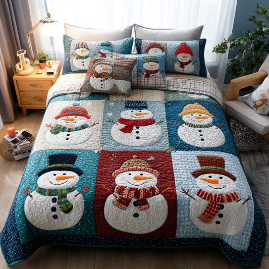 Snowman Glow 3-Piece Quilted Bedding Set NCU0DK10701