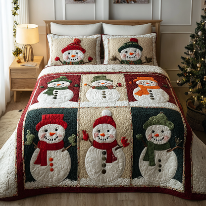 Snowman Glow 3-Piece Quilted Bedding Set NCU0DK11027