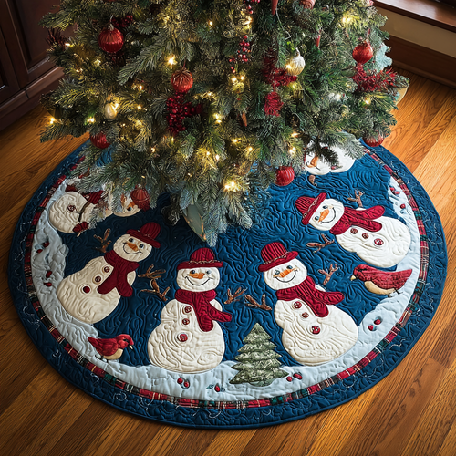 Snowman Glow Christmas Quilted Tree Skirt NCU0DK11278