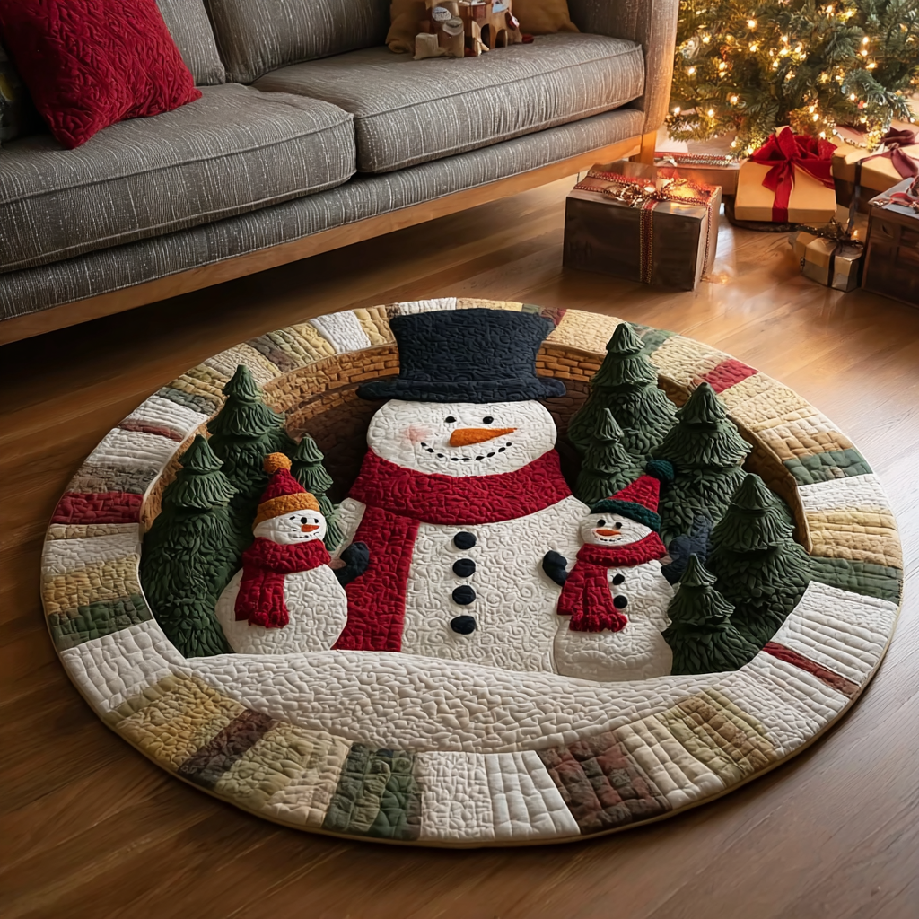 Snowman Glow Quilted Round Mat NCU0DK11141