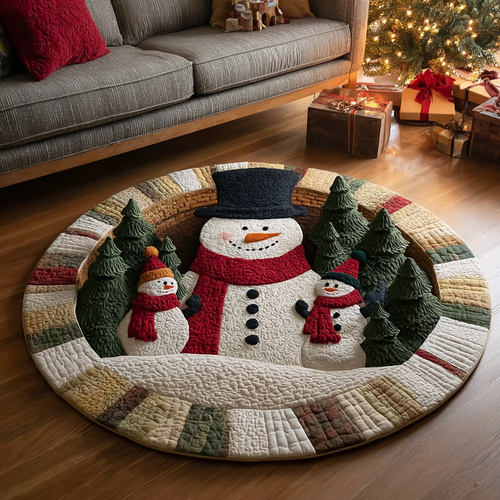 Snowman Glow Quilted Round Mat NCU0DK11141