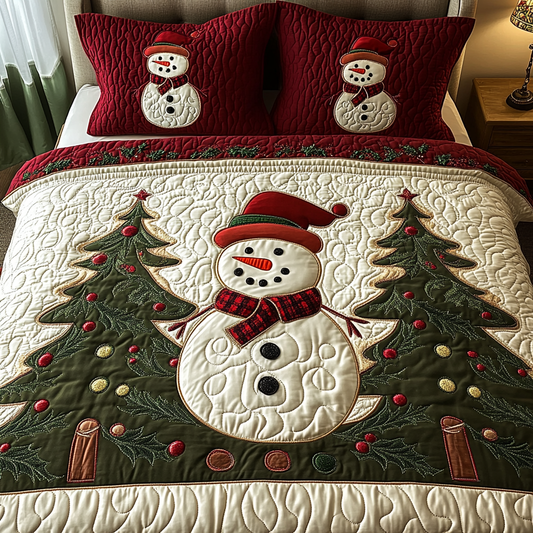 Snowman Harmony 3-Piece Quilted Bedding Set NCU0DK11024