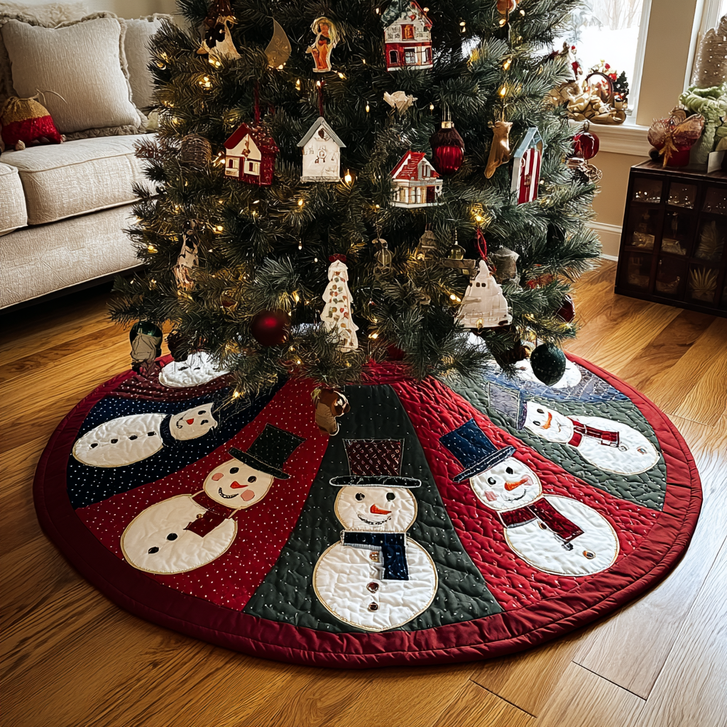 Snowman Harmony Christmas Quilted Tree Skirt NCU0DK11279