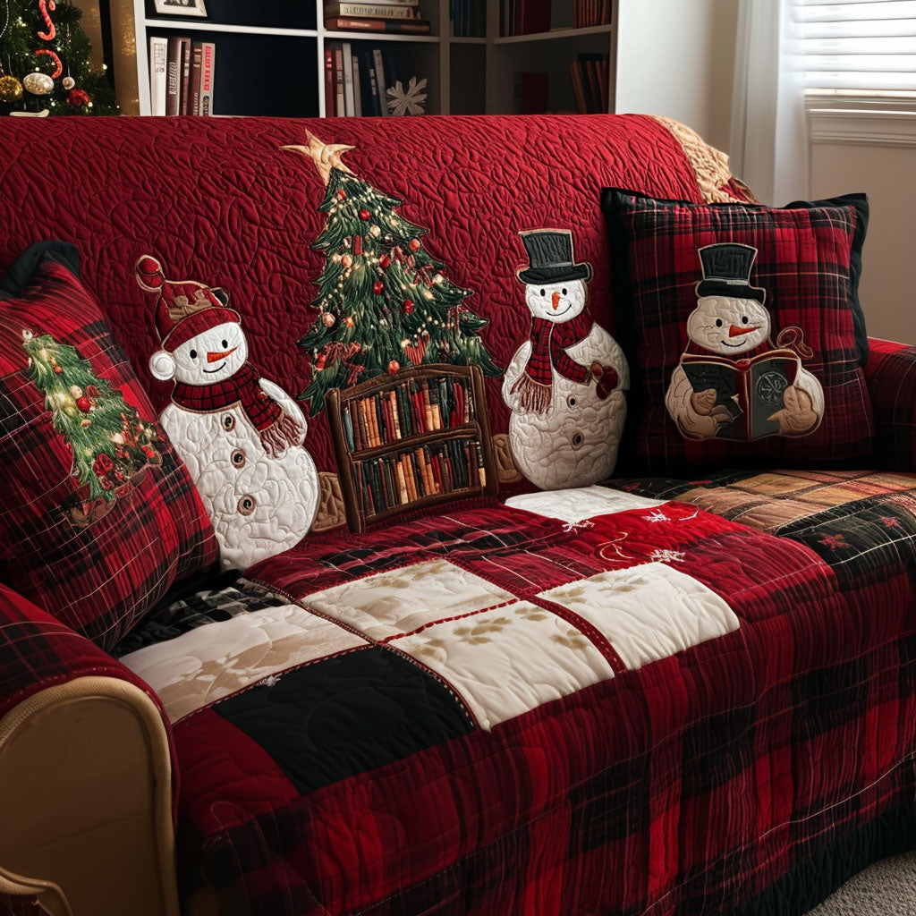 Snowman Harmony Quilted Sofa Cover NCU0PT9891
