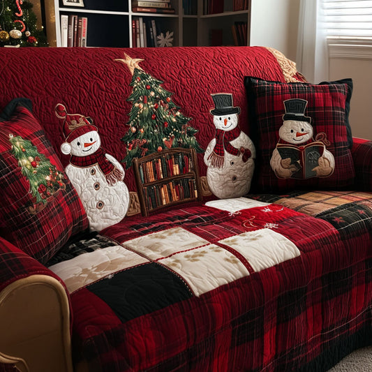 Snowman Harmony Quilted Sofa Cover NCU0PT9891