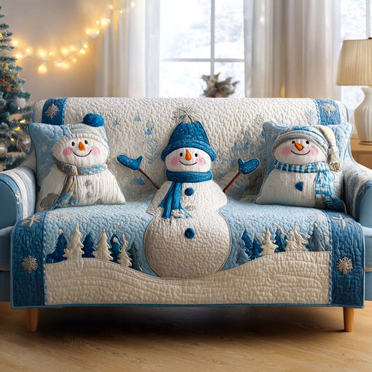 Snowman Hearth Glow Quilted Sofa Cover NCU0XD1670