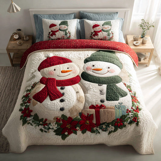 Snowman Holiday 3-Piece Quilted Bedding Set NCU0HH1365