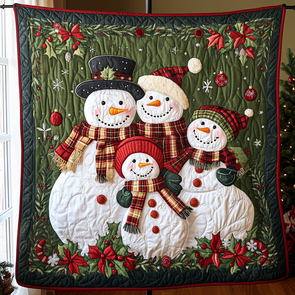 Snowman Holiday Quilted Blanket NCU0VH1262