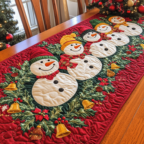 Snowman Jolly Joy Quilted Table Runner NCU0DK1436