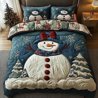 Snowman Joy 3-Piece Quilted Bedding Set NCU0DK10340