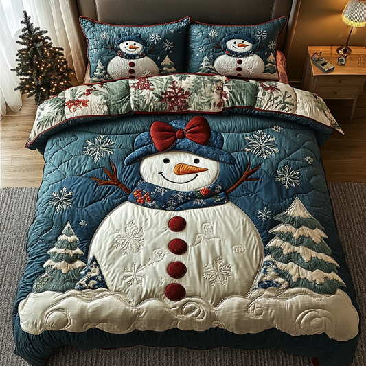 Snowman Joy 3-Piece Quilted Bedding Set NCU0DK10340