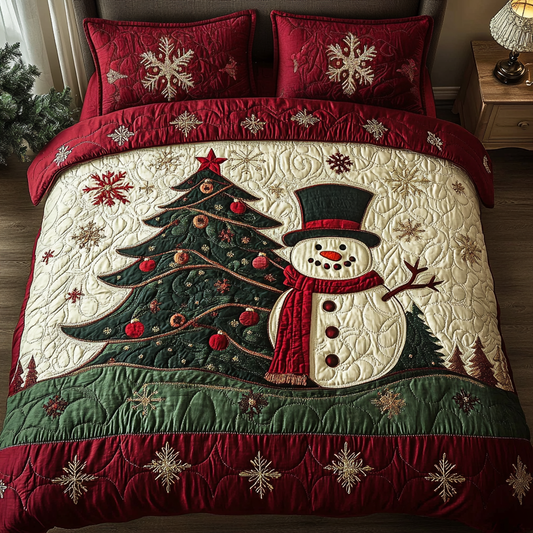 Snowman Joy 3-Piece Quilted Bedding Set NCU0DK11022